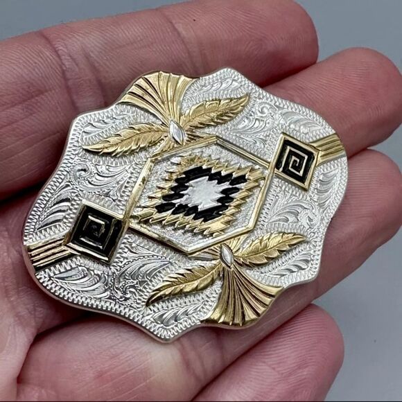 Vintage Montana Silversmiths? Silver Tone Western Brooch Pin, 2", EUC - Picture 2 of 3